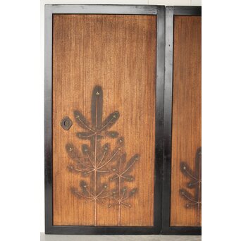 竹松板絵 砂ずり一枚板建具 2枚1組　B1052Y 