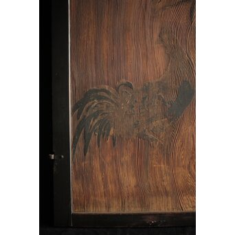 うずくり浮彫 板絵建具　B1053 鶏の　珍しい構図ですね