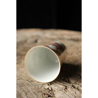 九谷赤絵名工 浅井一毫 雲龍ビール呑/盃　P429 