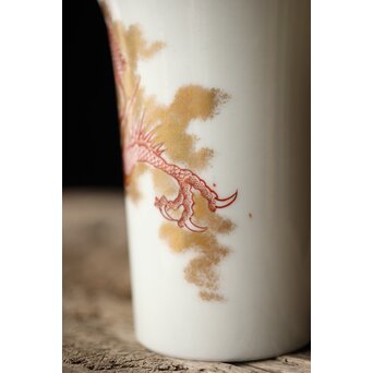 九谷赤絵名工 浅井一毫 雲龍ビール呑/盃　P429 