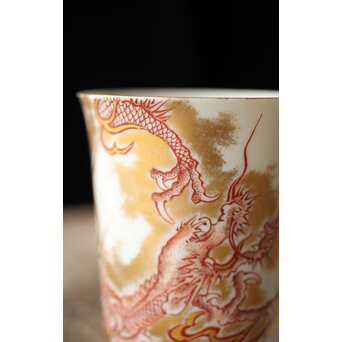九谷赤絵名工 浅井一毫 雲龍ビール呑/盃　P429 