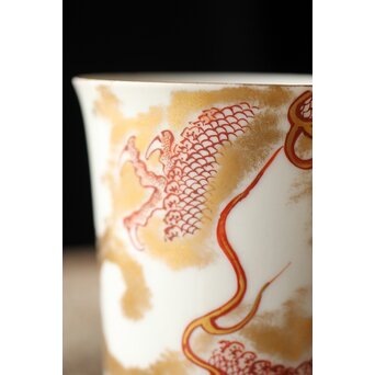 九谷赤絵名工 浅井一毫 雲龍ビール呑/盃　P429 