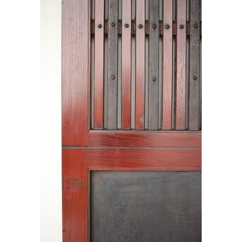 鉄板金具 総欅格子蔵戸　W123Y 