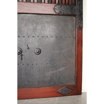 鉄板金具 総欅格子蔵戸　W123Y 