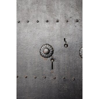 鉄板金具 総欅格子蔵戸　W123Y 