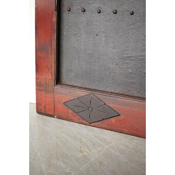 鉄板金具 総欅格子蔵戸　W123Y 