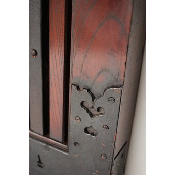 鉄板金具 総欅格子蔵戸　W123Y 