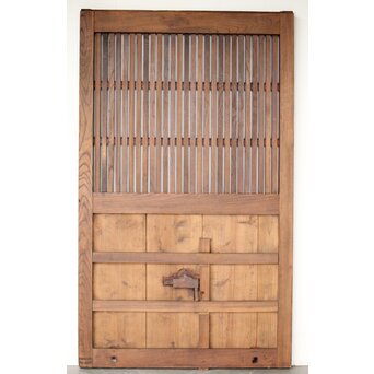 鉄板金具 総欅格子蔵戸　W123Y ウラ