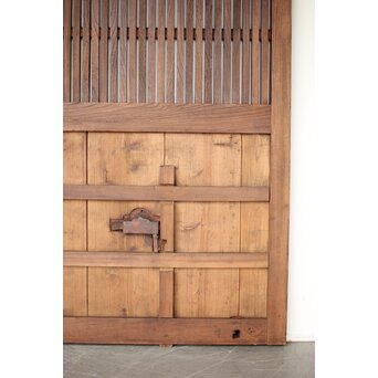 鉄板金具 総欅格子蔵戸　W123Y 