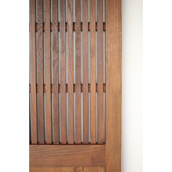 鉄板金具 総欅格子蔵戸　W123Y 