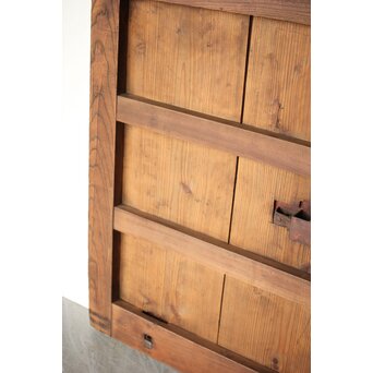 鉄板金具 総欅格子蔵戸　W123Y 