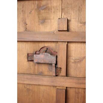 鉄板金具 総欅格子蔵戸　W123Y 