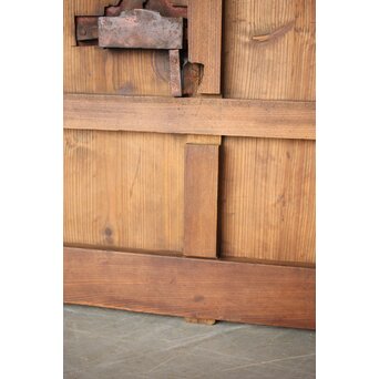 鉄板金具 総欅格子蔵戸　W123Y 