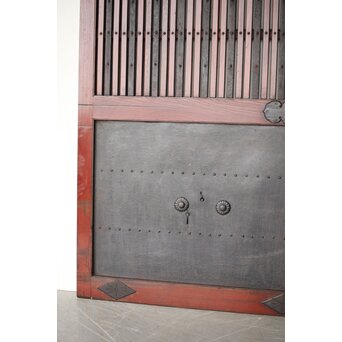 鉄板金具 総欅格子蔵戸　W123Y 