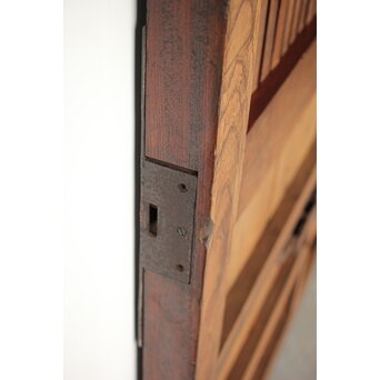 鉄板金具 総欅格子蔵戸　W123Y 