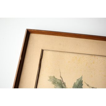 松林桂月「栗」日本画 額装　Z448 