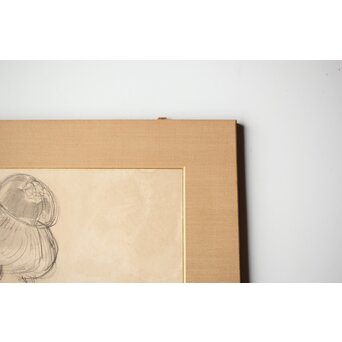 橋本関雪 素描【舞妓】橋本雪屋識 額装　Z449 