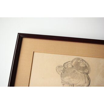 橋本関雪 素描【舞妓】橋本雪屋識 額装　Z449 