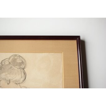 橋本関雪 素描【舞妓】橋本雪屋識 額装　Z449 
