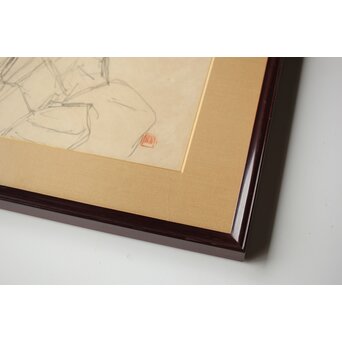 橋本関雪 素描【舞妓】橋本雪屋識 額装　Z449 