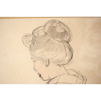 橋本関雪 素描【舞妓】橋本雪屋識 額装　Z449 