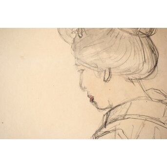 橋本関雪 素描【舞妓】橋本雪屋識 額装　Z449 