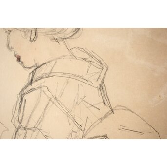 橋本関雪 素描【舞妓】橋本雪屋識 額装　Z449 