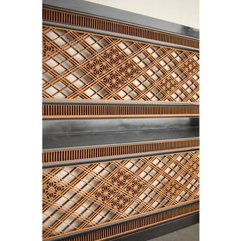 黒枠 組子欄間 2枚1組　R0366 