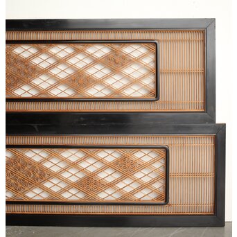 黒枠 組子欄間 2枚1組　R0366 