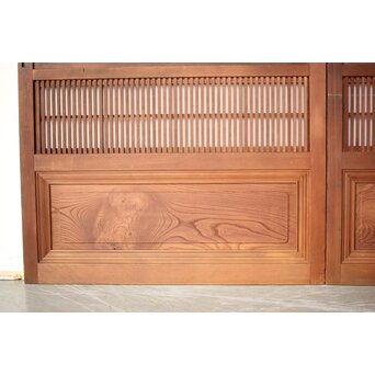 障子枠付 格子戸 4枚1組　L1108 綺麗な一枚板