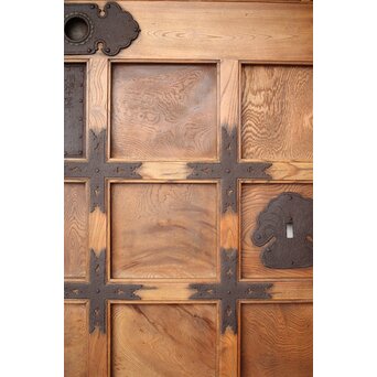 能登 総欅格子蔵戸　W125Y 敢えてちぐはぐな杢目を