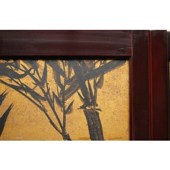 下村観山 金地水墨竹図 天袋引戸 4枚1組　Z450 