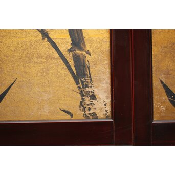 下村観山 金地水墨竹図 天袋引戸 4枚1組　Z450 