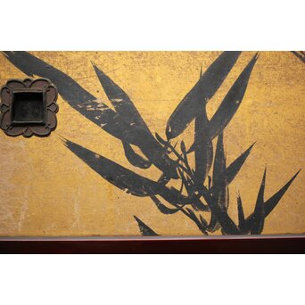 下村観山 金地水墨竹図 天袋引戸 4枚1組　Z450 