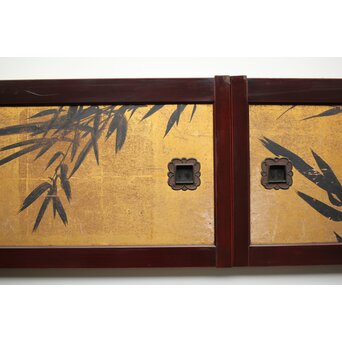 下村観山 金地水墨竹図 天袋引戸 4枚1組　Z450 