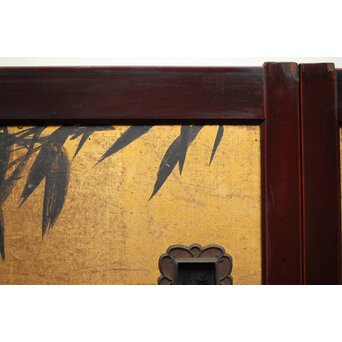 下村観山 金地水墨竹図 天袋引戸 4枚1組　Z450 