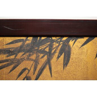下村観山 金地水墨竹図 天袋引戸 4枚1組　Z450 