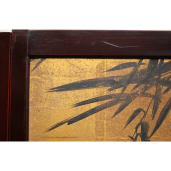 下村観山 金地水墨竹図 天袋引戸 4枚1組　Z450 