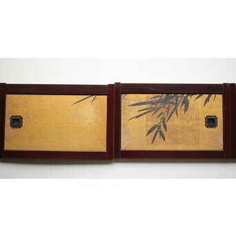 下村観山 金地水墨竹図 天袋引戸 4枚1組　Z450 