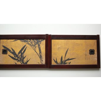 下村観山 金地水墨竹図 天袋引戸 4枚1組　Z450 