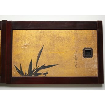 下村観山 金地水墨竹図 天袋引戸 4枚1組　Z450 