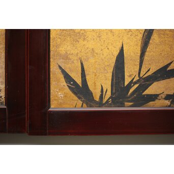 下村観山 金地水墨竹図 天袋引戸 4枚1組　Z450 