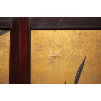 下村観山 金地水墨竹図 天袋引戸 4枚1組　Z450 