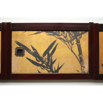 下村観山 金地水墨竹図 天袋引戸 4枚1組　Z450 