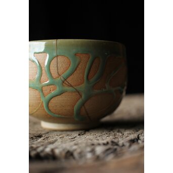 小杉焼 流描青磁茶碗　P433 