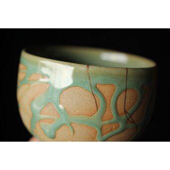 小杉焼 流描青磁茶碗　P433 