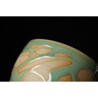 小杉焼 流描青磁茶碗　P433 