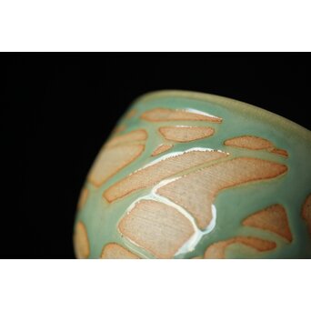 小杉焼 流描青磁茶碗　P433 