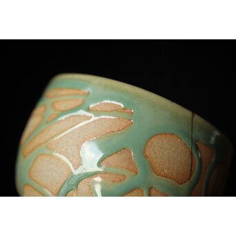 小杉焼 流描青磁茶碗　P433 