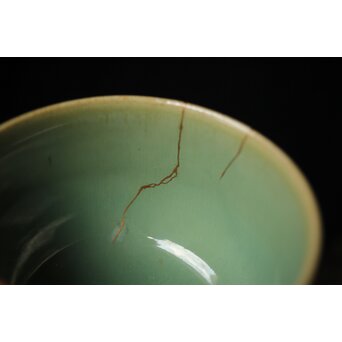 小杉焼 流描青磁茶碗　P433 